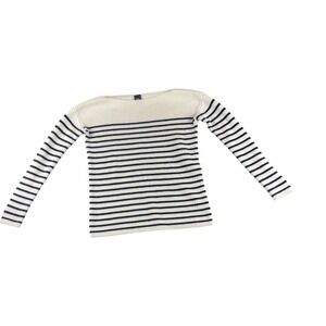 GAP Womens XS Merino Wool Blend Ribbed Boatneck Sweater Navy‎ White Stripe 11/15